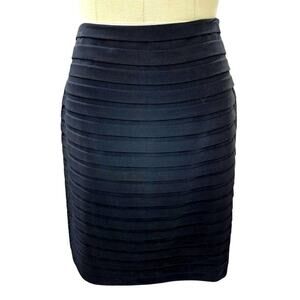 NWT Larry Levine Poly Blend Stretch Black Skirt Horizontal Pleats Sz 14